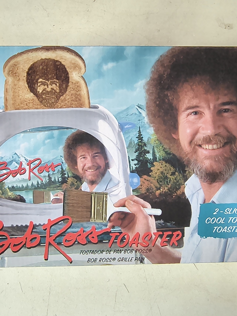 Bob Ross 2 Slice Toaster , Toasts Bob Ross On Your Bread Open Box